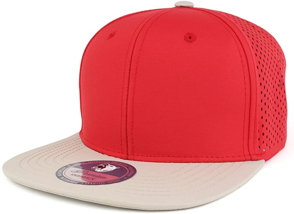 Trendy Apparel Shop Cool Fabric Two-Tone Flatbill Blank Snapback Mesh Cap