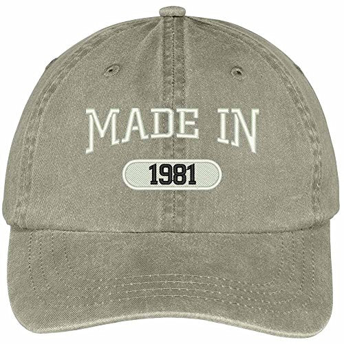 Trendy Apparel Shop 38th Birthday - Made in 1981 Embroidered Low Profile Washed Cotton Baseball Cap