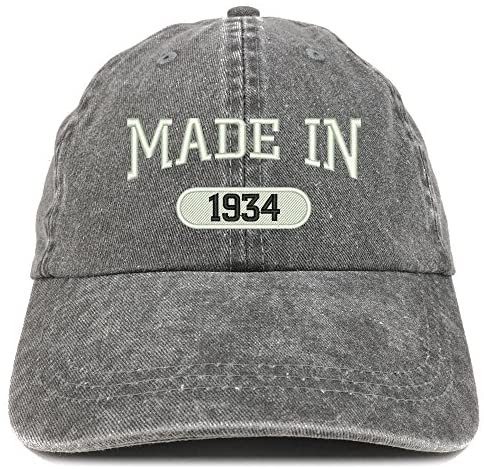 Trendy Apparel Shop Made in 1934 Embroidered 87th Birthday Washed Baseball Cap