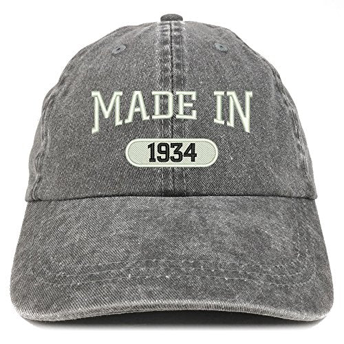 Trendy Apparel Shop Made in 1934 Embroidered 87th Birthday Washed Baseball Cap
