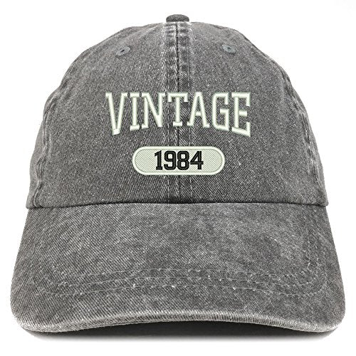 Trendy Apparel Shop Vintage 1984 Embroidered 37th Birthday Soft Crown Washed Cotton Cap