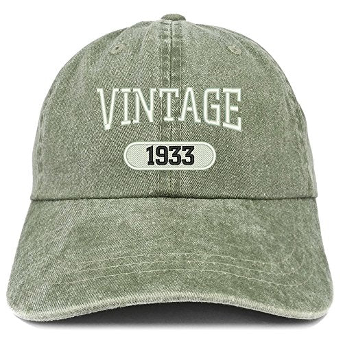 Trendy Apparel Shop Vintage 1933 Embroidered 88th Birthday Soft Crown Washed Cotton Cap