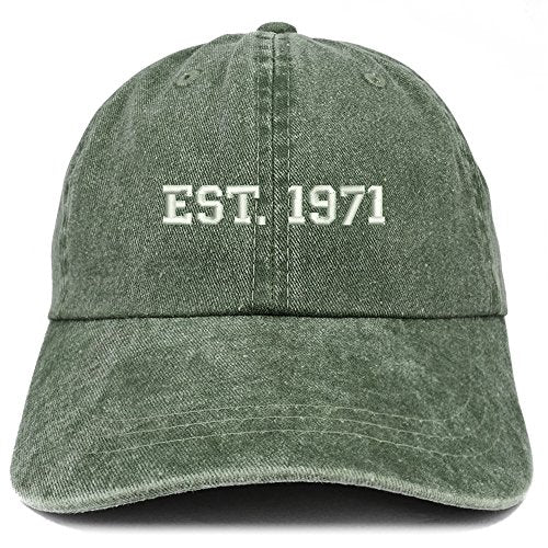 Trendy Apparel Shop EST 1971 Embroidered - 50th Birthday Gift Pigment Dyed Washed Cap