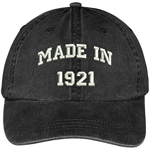 Trendy Apparel Shop Made in 1921-98th Birthday Embroidered Pigment Dyed Cotton Baseball Cap