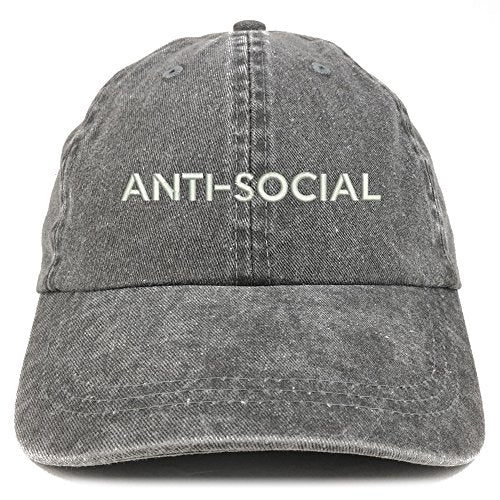 Trendy Apparel Shop Anti Social Embroidered Soft Crown Cotton Adjustable Cap