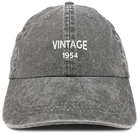 Trendy Apparel Shop Small Vintage 1954 Embroidered 66th Birthday Washed Pigment Dyed Cap