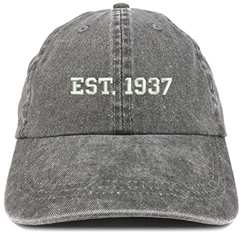 Trendy Apparel Shop EST 1937 Embroidered - 84th Birthday Gift Pigment Dyed Washed Cap