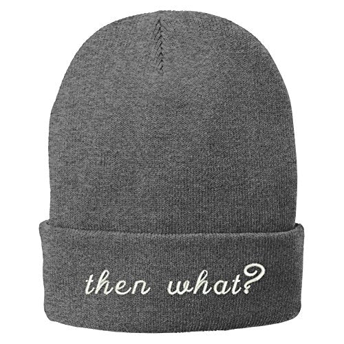 Trendy Apparel Shop Then What? Embroidered Winter Cuff Long Beanie