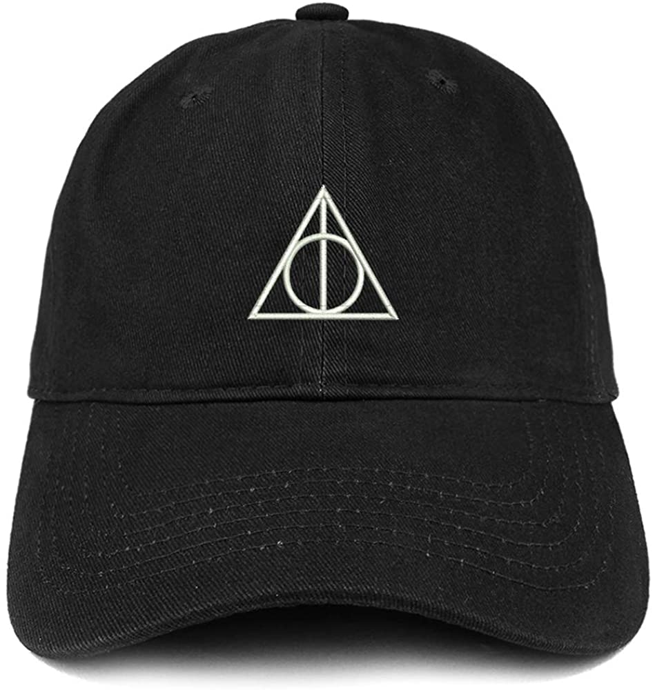 Trendy Apparel Shop Deathly Hallows Magic Logo Embroidered Soft Cotton Low Profile Cap - Red