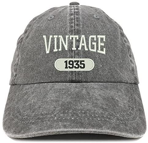 Trendy Apparel Shop Vintage 1935 Embroidered 86th Birthday Soft Crown Washed Cotton Cap