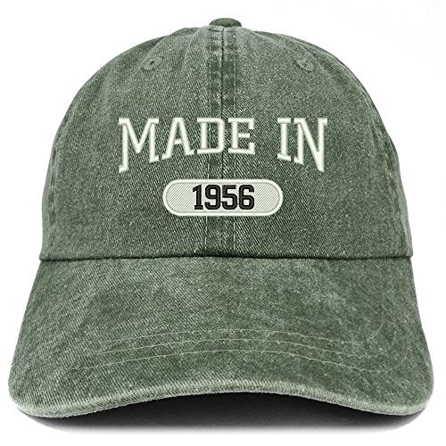 Trendy Apparel Shop Made in 1956 Embroidered 65th Birthday Washed Baseball Cap