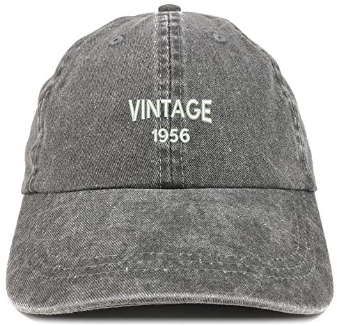 Trendy Apparel Shop Small Vintage 1956 Embroidered 65th Birthday Washed Pigment Dyed Cap