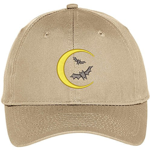 Trendy Apparel Shop Bat and Moon Embroidered Halloween Theme Adjustable Baseball Cap
