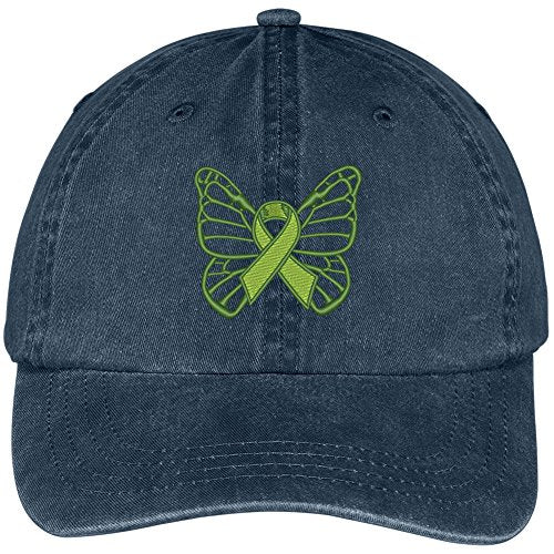 Trendy Apparel Shop Lymphoma Butterfly Embroidered Cotton Washed Baseball Cap