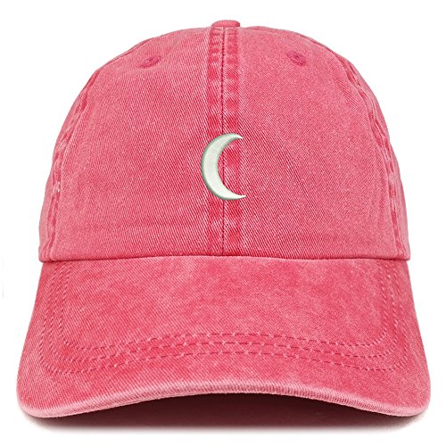 Trendy Apparel Shop Crescent Moon Embroidered Washed Cotton Adjustable Cap