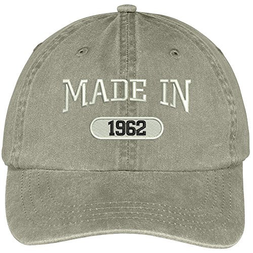 Trendy Apparel Shop 57th Birthday - Made in 1962 Embroidered Low Profile Washed Cotton Baseball Cap