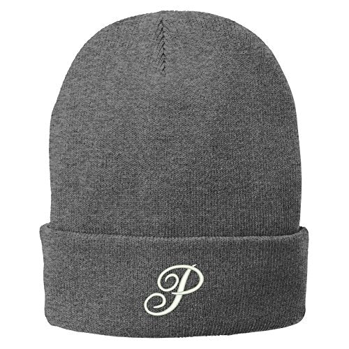 Trendy Apparel Shop Letter P Embroidered Winter Knitted Long Beanie