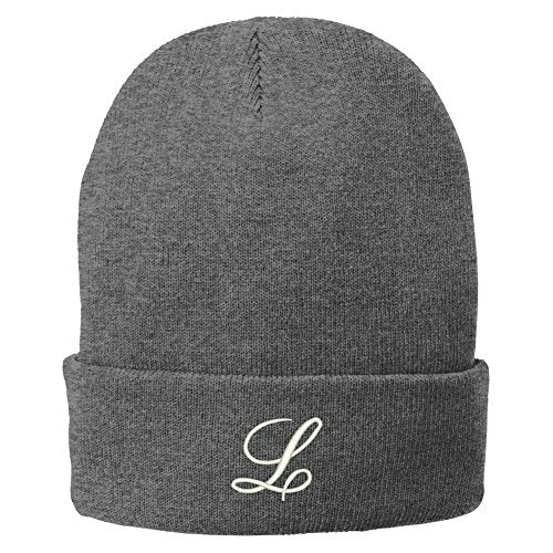 Trendy Apparel Shop Letter L Embroidered Winter Knitted Long Beanie