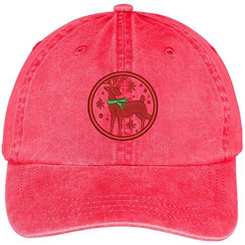 Trendy Apparel Shop X-Mas Reindeer Embroidered Cotton Washed Baseball Cap