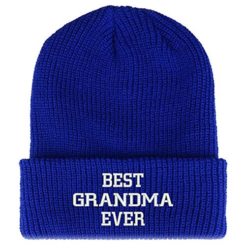 Trendy Apparel Shop Best Grandma Ever Embroidered Ribbed Cuffed Knit Beanie