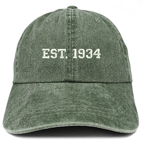 Trendy Apparel Shop EST 1934 Embroidered - 87th Birthday Gift Pigment Dyed Washed Cap