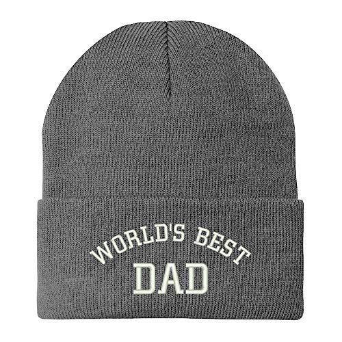 Trendy Apparel Shop World's Best Dad Cotton Embroidered Long Cuff Beanie