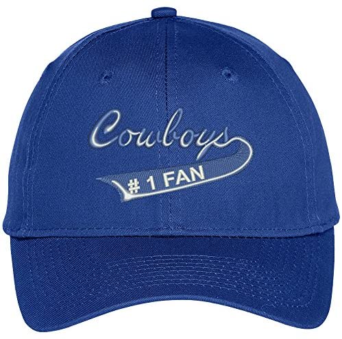 Trendy Apparel Shop Cowboys Number One Fan Embroidered Adjustable Baseball Cap - Royal