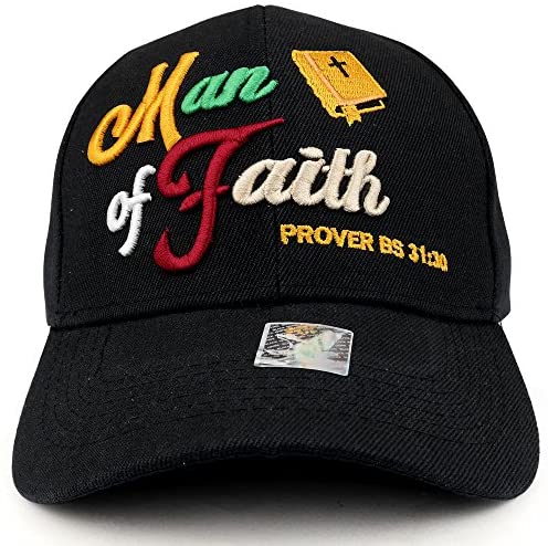 Trendy Apparel Shop Man of Faith 3D Proverbs 31:30 Embroidered Christian Theme Baseball Cap