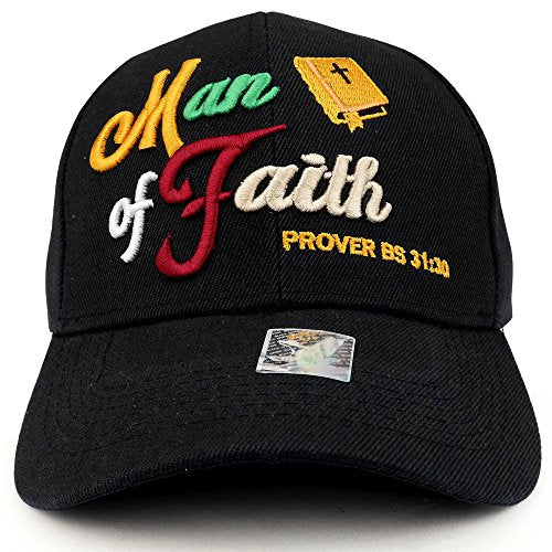 Trendy Apparel Shop Man of Faith 3D Proverbs 31:30 Embroidered Christian Theme Baseball Cap