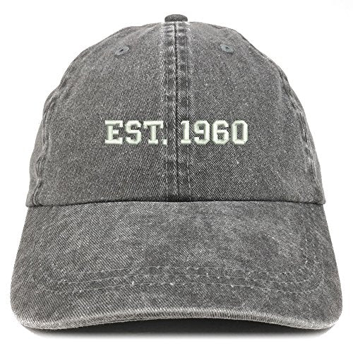 Trendy Apparel Shop EST 1960 Embroidered - 61st Birthday Gift Pigment Dyed Washed Cap