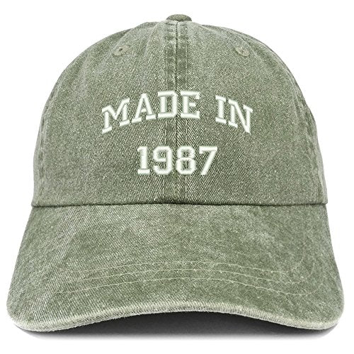 Trendy Apparel Shop Made in 1987 Text Embroidered 34th Birthday Washed Cap