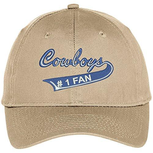 Trendy Apparel Shop Cowboys Number One Fan Embroidered Adjustable Baseball Cap - Khaki