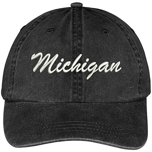 Michigan State Map Embroidered Baseball Cap - Low Profile, 100% Brushed Cotton, Adjustable, One Size Fits Most