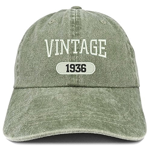 Trendy Apparel Shop Vintage 1935 Embroidered 85th Birthday Soft Crown Washed Cotton Cap
