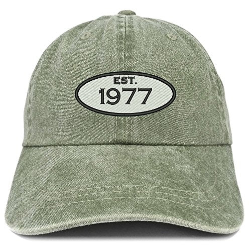 Trendy Apparel Shop Established 1977 Embroidered 44th Birthday Gift Pigment Dyed Washed Cotton Cap