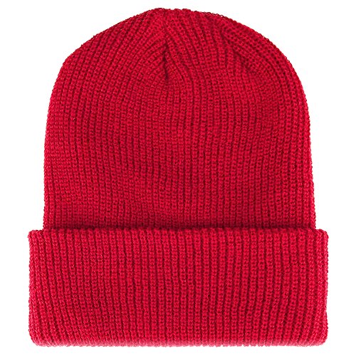 Trendy Apparel Shop Solid Color Ribbed Cuffed Knit Long Acrylic Beanie
