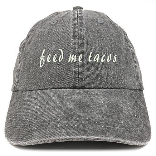 Trendy Apparel Shop Feed Me Tacos Embroidered Washed Cotton Adjustable Cap