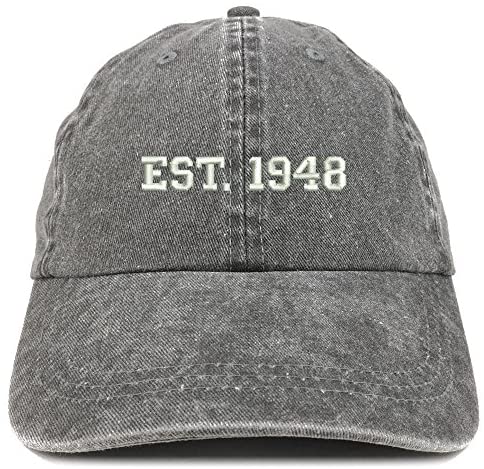 Trendy Apparel Shop EST 1948 Embroidered - 73rd Birthday Gift Pigment Dyed Washed Cap
