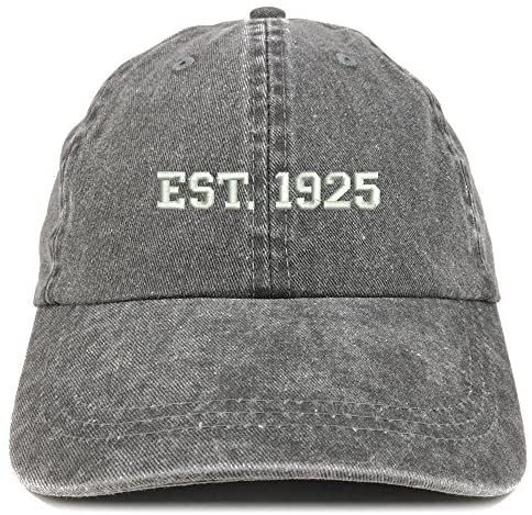 Trendy Apparel Shop EST 1925 Embroidered - 96th Birthday Gift Pigment Dyed Washed Cap