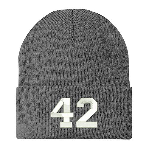 Trendy Apparel Shop Number 42 Collegiate Varsity Embroidered Long Cuff Beanie