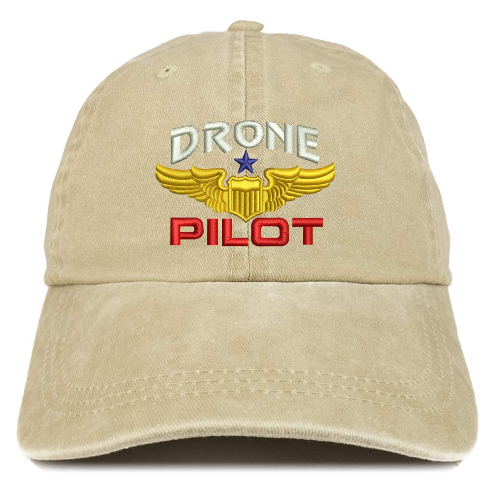 Trendy Apparel Shop Drone Pilot Aviation Wing Embroidered Low Profile Washed Cotton Cap