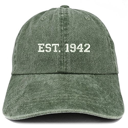Trendy Apparel Shop EST 1942 Embroidered - 79th Birthday Gift Pigment Dyed Washed Cap