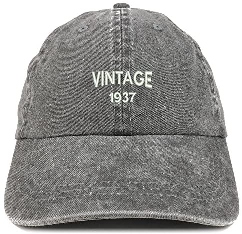 Trendy Apparel Shop Small Vintage 1937 Embroidered 84th Birthday Washed Pigment Dyed Cap