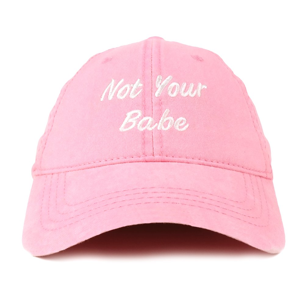 Trendy Apparel Shop Not Your Babe Embroidered Soft Crown Cotton Adjustable Cap - Navy