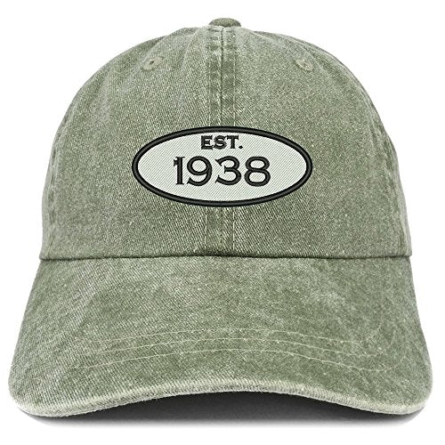 Trendy Apparel Shop Established 1938 Embroidered 83rd Birthday Gift Pigment Dyed Washed Cotton Cap