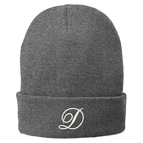 Trendy Apparel Shop Letter D Embroidered Winter Knitted Long Beanie