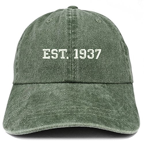 Trendy Apparel Shop EST 1937 Embroidered - 84th Birthday Gift Pigment Dyed Washed Cap