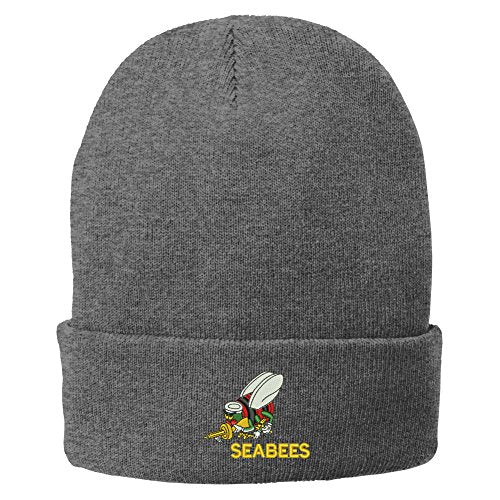 Trendy Apparel Shop US Navy Seabees Embroidered Winter Folded Long Beanie