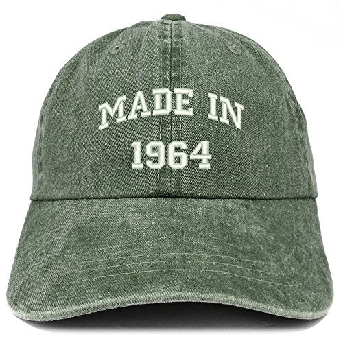 Trendy Apparel Shop Made in 1964 Text Embroidered 57th Birthday Washed Cap