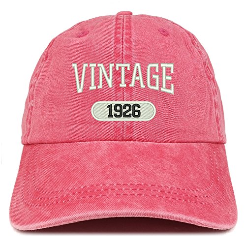 Trendy Apparel Shop Vintage 1926 Embroidered 95th Birthday Soft Crown Washed Cotton Cap